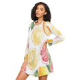 thumbnail image 3 of FORMRS Womens Long Sleeve Nightgowns Crew Neck Sleep Shirt Soft Pajamas Sizes S-3XL, Grapefruit Slices, 3 of 8