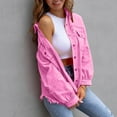 thumbnail image 5 of Coorders Women's Midweight Denim Jackets with Pockets, Womens Fit Button Down Jean Jacket Shacket Coat ,Women's Plus Hot Pink,Size XL, 5 of 6