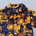 thumbnail image 5 of Hienoo Toddler Boys Casual Outfit Set Vacation Hawaii Beach Short Sleeved Shirt Shorts Set, 5 of 6