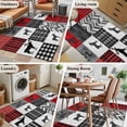 thumbnail image 6 of 2.7x5 Washable Area Rug, Geometric Patchwork Non-Slip Rectangle Rug for Bedroom Bedside, Vintage Grey Red Miu Deer Abies Indoor Floor Mat for Home Decor, 6 of 9