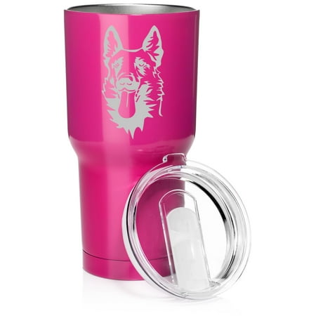 

Smooth Body Tumbler Stainless Steel Vacuum Insulated Travel Mug Cup Gift Belgian Malinois Face (30 oz Hot Pink)