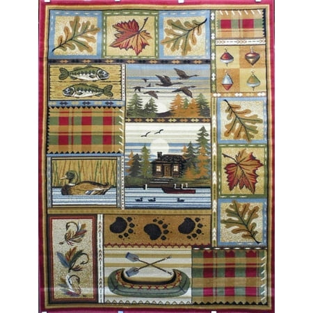 Masada Rugs Nature Area Rug Wildlife And Cabin Scene 7 Feet 7