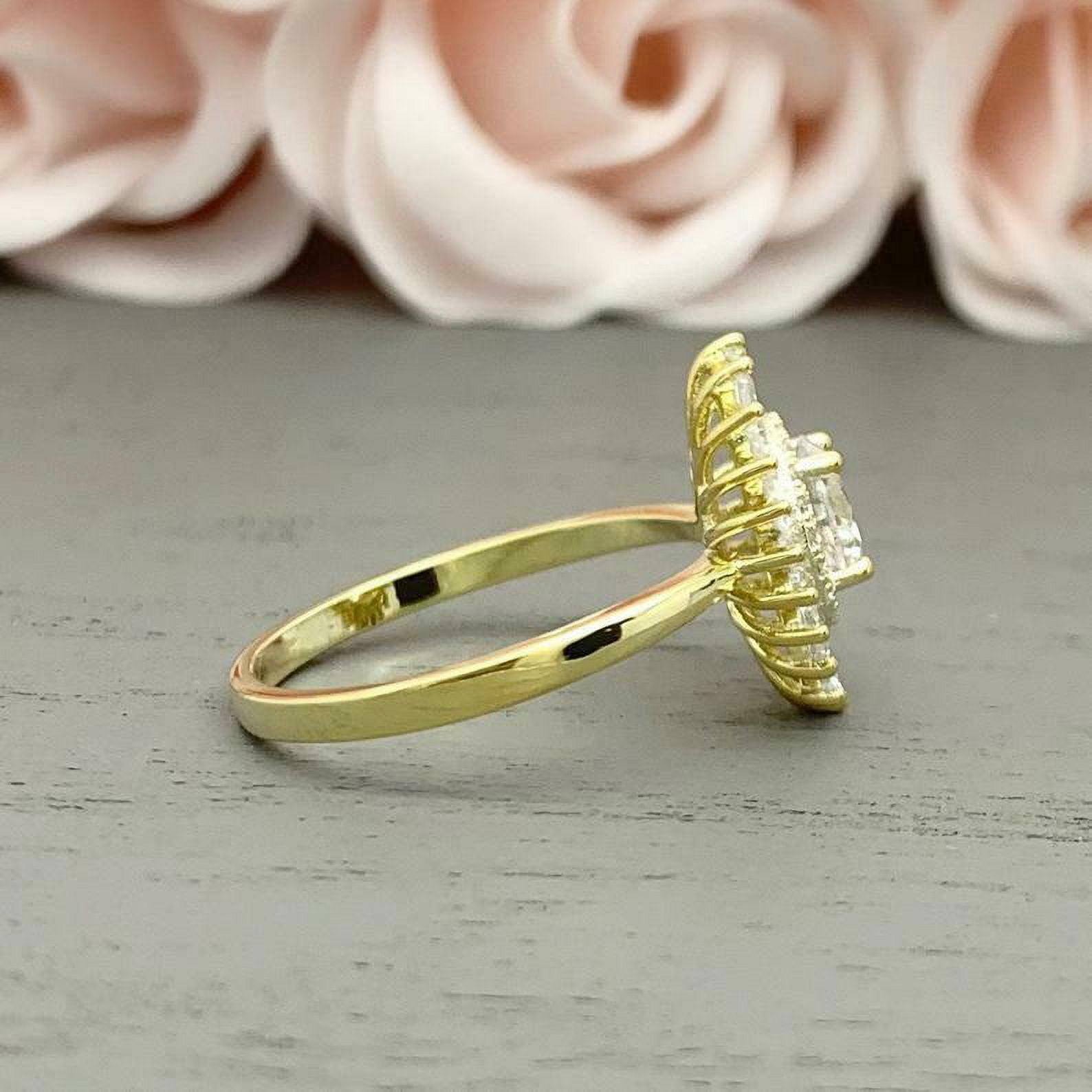 HeartsAndYou 2.1ct Engagement Ring for Women Round Cut Moissanite Ballerina Sunburst 18k Yellow Gold over Silver