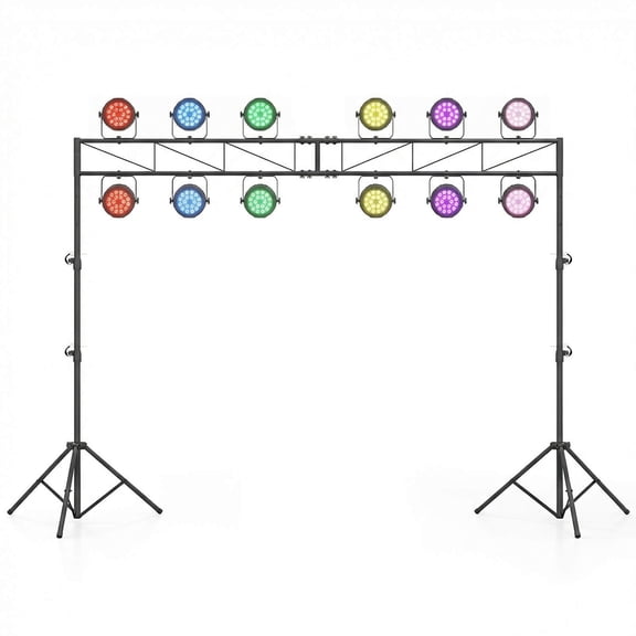 Costway Portable Lighting Truss System with 2 Folding Tripods, 12 Mounting Points for Bands