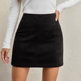 thumbnail image 5 of Sevevn Women's High Waist Faux Suede Bodycon A-Line Short Mini Skirt Black XL, 5 of 8