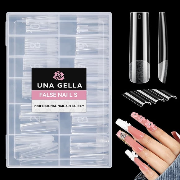 Gel largo cuadrado para uñas UNA GELLA, XXL, 120 unidades, cobertura completa