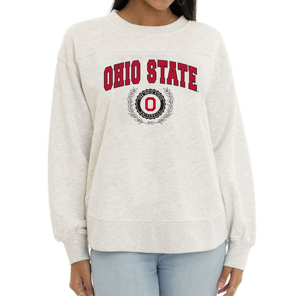 Women's Ash Ohio State Buckeyes Yvette Pullover Sweatshirt