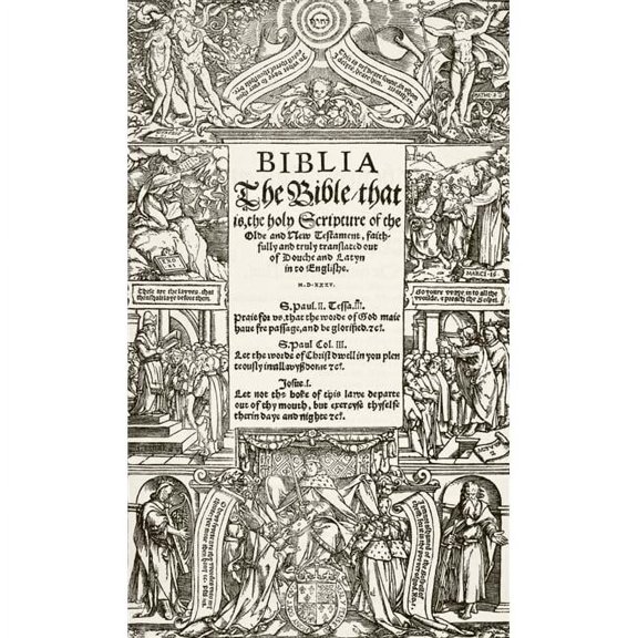 Title Page Of The Coverdale Bible Printed 1535 From The National And Domestic History Of England By William Aubrey Publ