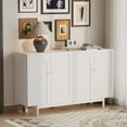 thumbnail image 3 of Jopath Stylish And Functional 4-Door Intaglio Storage Cabinet With Pine Legs, Solid Wood Pulls And Mdf Of The Tabletop Is 220 Lbs.For Living Room Bedroom,And Kitchen White, 3 of 9