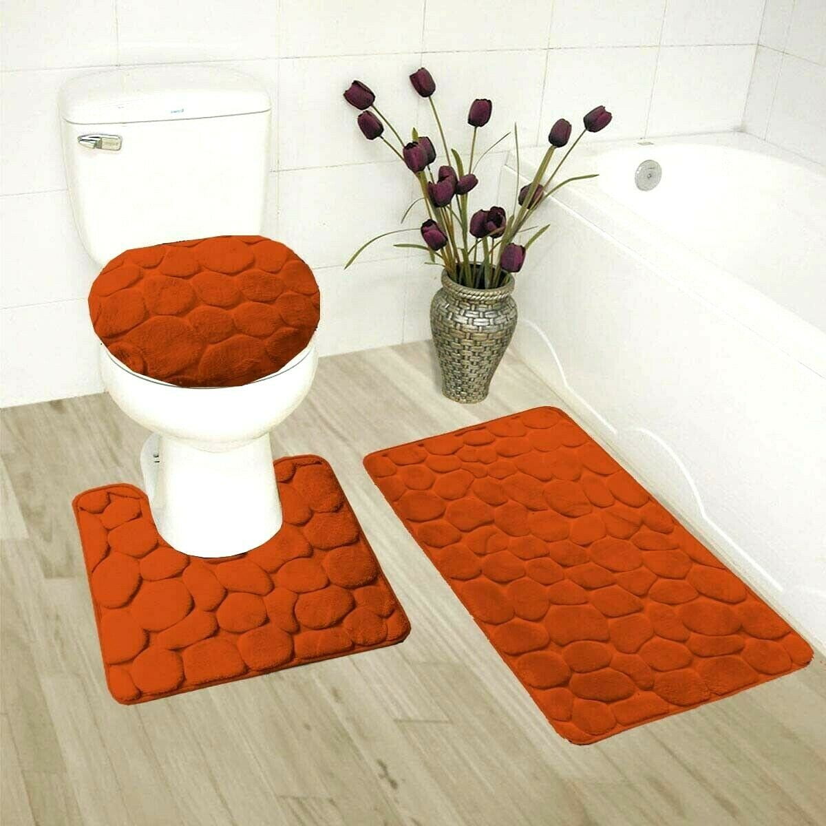3Pcs/Set Memory Foam Bath Mat Modern Floor Anti-Slip Bathroom Rug Kitchen Carpet 