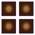 thumbnail image 1 of Mandala Coaster Set of 4, Universe Spiritiual Culture Vintage Floral Motif, Square Hardboard Gloss Coasters, Standard Size, Chestnut Brown Yellow, by Ambesonne, 1 of 2