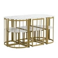 thumbnail image 3 of Triple Tree, 7 Piece Adult Modern Iron and MDF Dining Table with Chair, Golden/White, 3 of 8