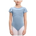 thumbnail image 3 of Girls Flutter Sleeve Dance Leotard with Mesh Detail,Classic Ballet Bodysuit, 3 of 8
