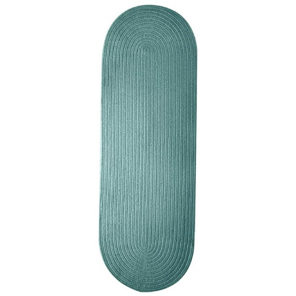 2' x 5' Teal Green Braided Area Rug Runner