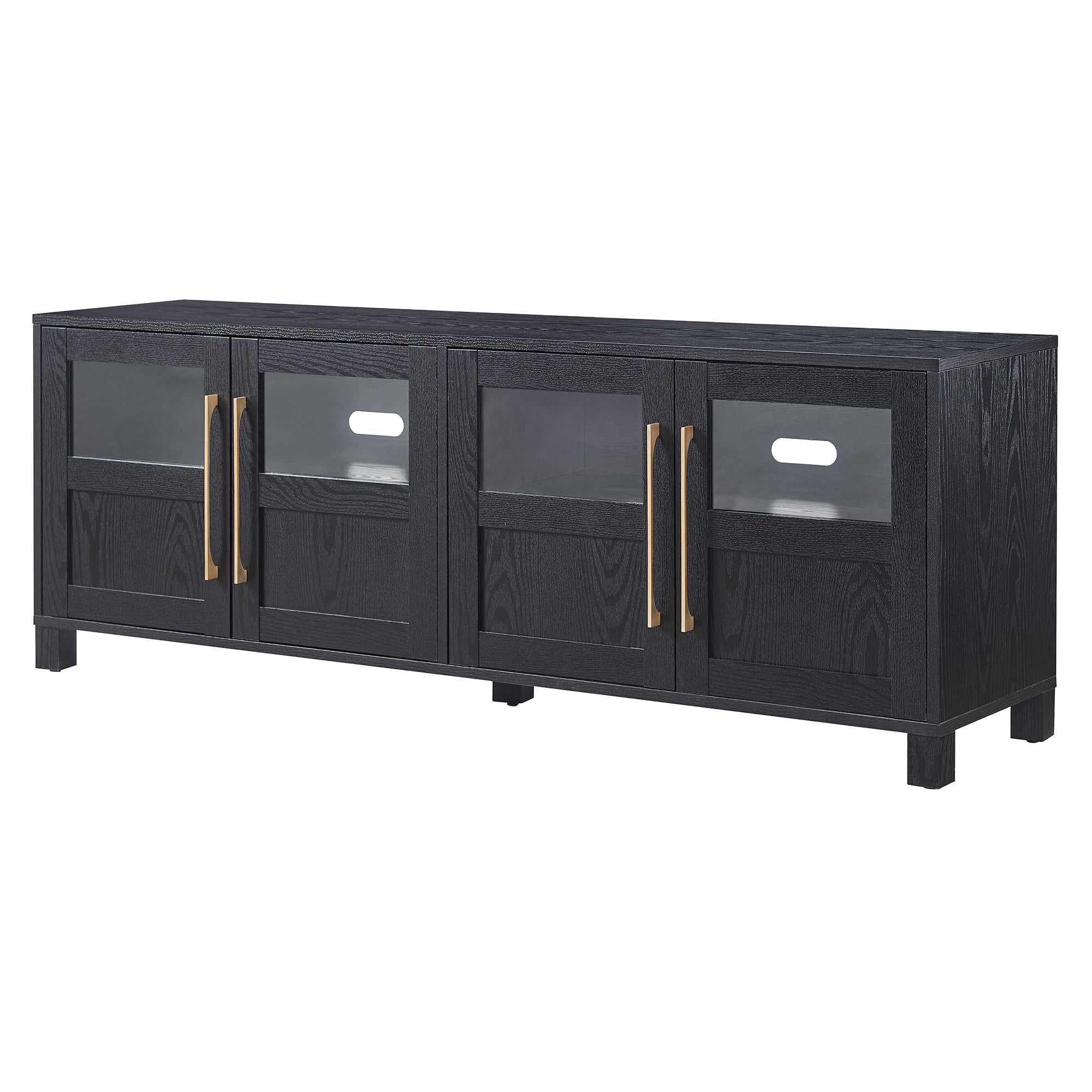 Evelyn&Zoe Holbrook Rectangular TV Stand for TV's up to 75", Black Grain