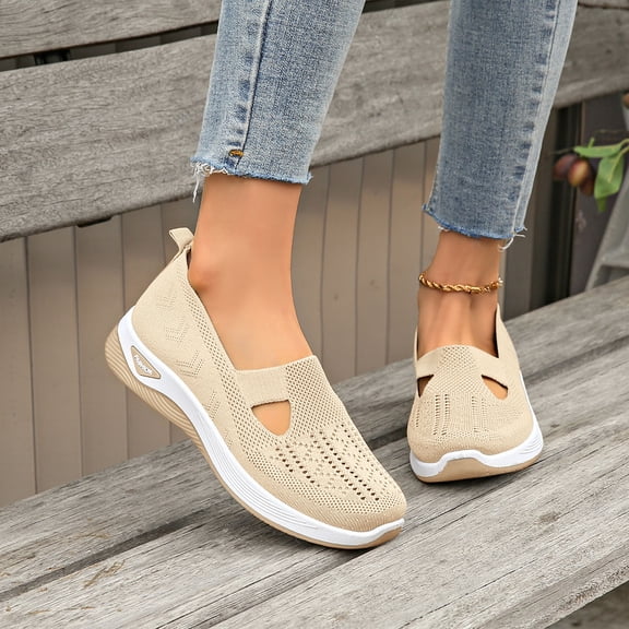 Domzle Orthopedic Shoes for Women,Women's Woven Orthopedic Breathable Soft Shoes,Summer Shoes for Women,Lightweight Non-Slip Arch Support Shoe Beige 38