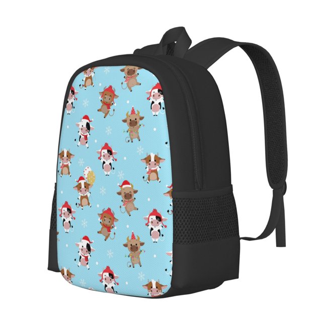 Fotbe winter cow cute Mochila para Hombre y Mujer - Tela Oxford 600D Resistente - Mochila Impermeable de Gran Capacidad para Escuela, Viajes y Senderismo