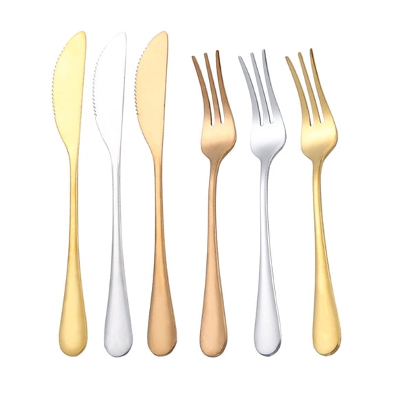 COMIART 6 - piece Stainless - Steel Mooncake Knife and Fork Set, Household Living Room Fruit Forks, Mooncake Knives, Hourglass - shaped Fruit Knives, Gift Tableware