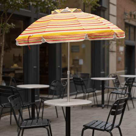 Kadyn Outdoor Patio Umbrella, Outdoor Market Table Umbrella, 6.5 Feet Beach Umbrella with Sun Shade and Carry Bag without Weight Base-Orange
