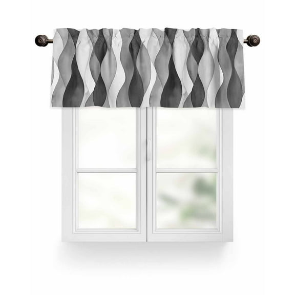 Gray Ripple Valances for Windows Abstract Gradient Watercolor Modern Valance Rod Pocket Light Filtering Short Window Treatments Curtains for Kitchen Bathroom Living Room Bedroom, 54 x 18 Inch
