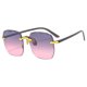 thumbnail image 5 of Gafas de sol sin marco europeas y americanas, gafas de sol de tendencia a la moda, gafas de sol cuadradas para adelgazar con cara grande para mujer, 5 of 5
