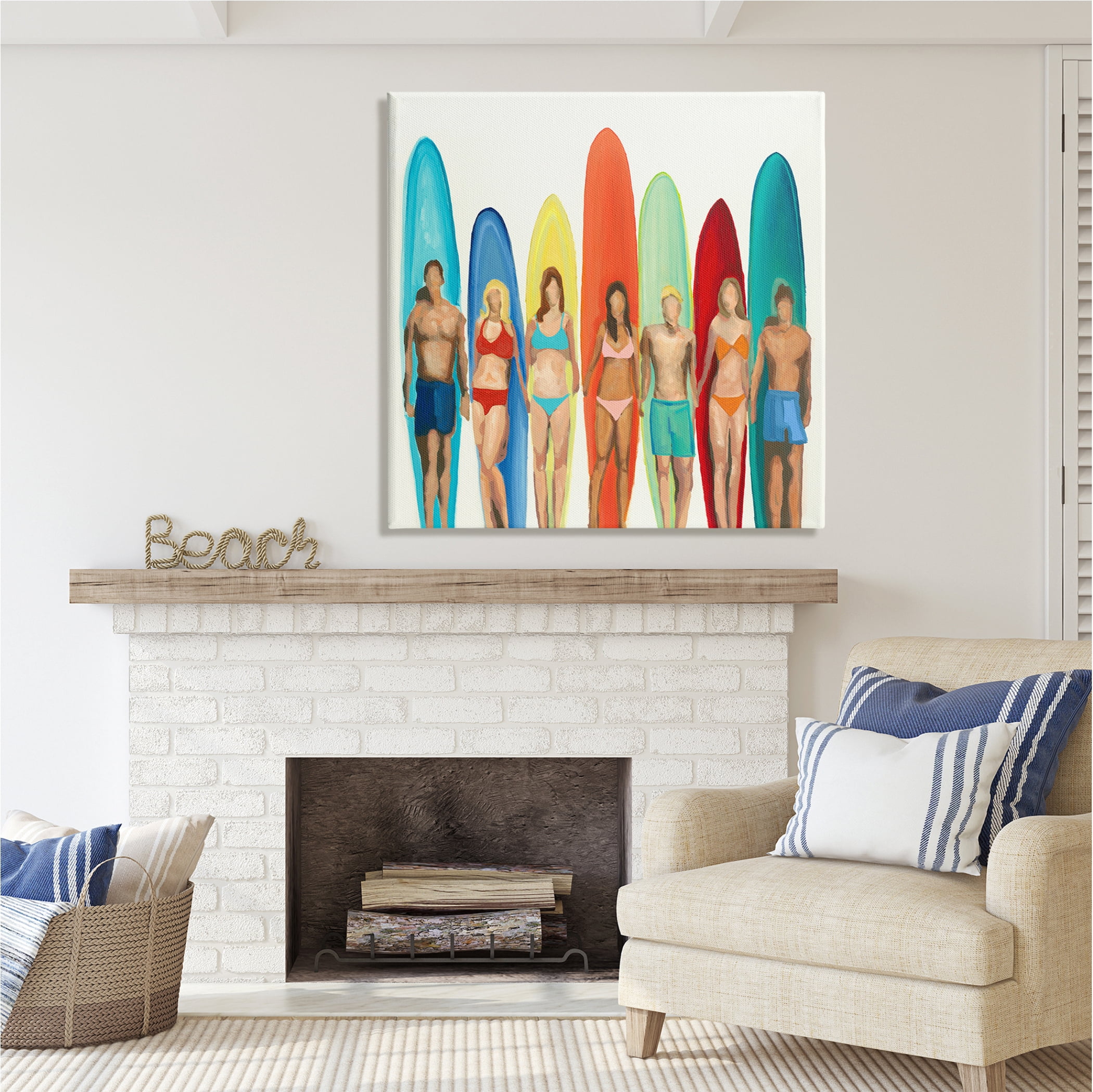 Stupell Industries Surfers & Boards Summer Sports Painting Gallery Wrapped Canvas Print Wall Art, 36 x 36