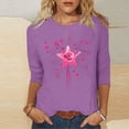 thumbnail image 5 of asdoklhq Valentine's Day Graphic Tees Women Day Printed 3/4 Sleeve Crew Neck Fashion Pullover Tops T-Shirt Purple S, 5 of 5