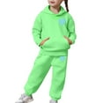 thumbnail image 7 of Girls' Long Sleeve Pant Sets - Girls Casual Print Hoodie And Pants Fashionable Two Piece Outfit For Kids Comfortable Athleisure (Green,4-5 Years), 7 of 7