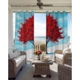 thumbnail image 6 of Red Tree Blackout Curtains for Bedroom Living Room Darkening Curtains 54 Inch Long Winter Sky Gradient Landscape Watercolor Short Curtain for Small Window Treatment Insulated Grommet Drapes 52"x54"x2, 6 of 9