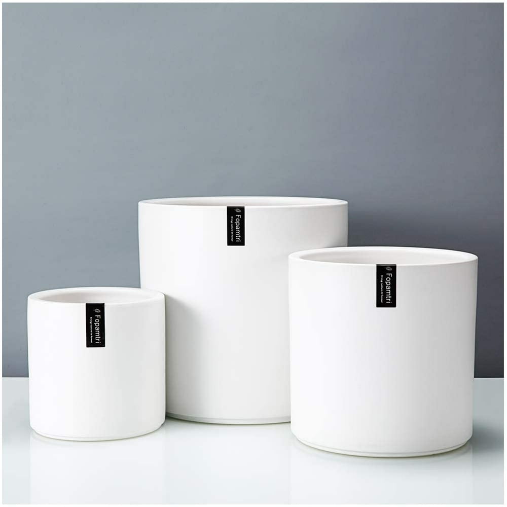 matt white plant pot