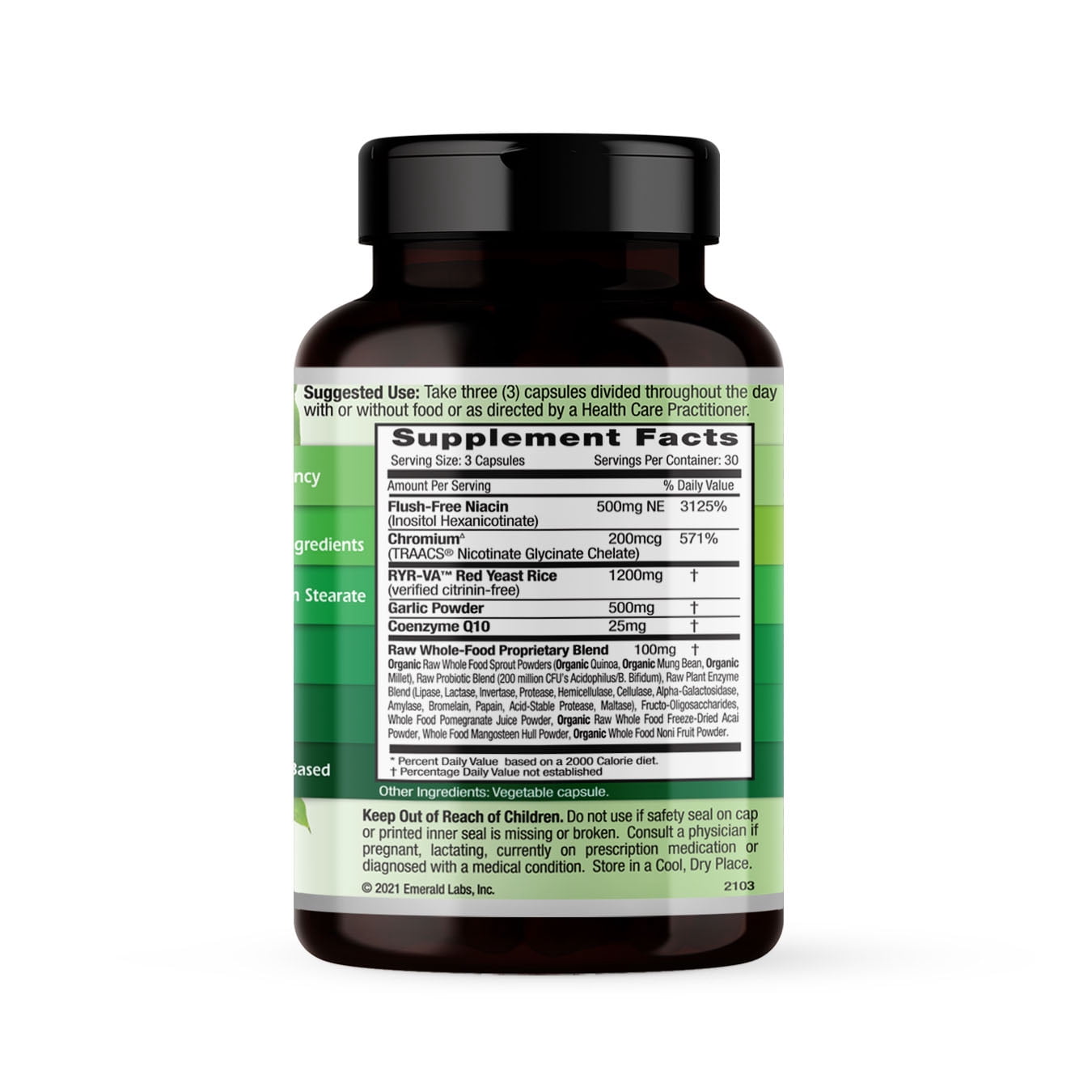 Emerald Labs Cholesterol Health with Flush-Free Niacin, CoQ10, Red Yeast Rice to Support Healthy Cholesterol Levels, Heart Health Support, and Blood Circulation Support - 90 Vegetable Capsules
