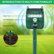 JahyElec 2-Pack Ultrasonic Outdoor Solar Animal Repeller with Motion Sensor and LED Strobe Light