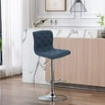 thumbnail image 2 of Brage Living Tufted Swivel Bar Stool, Adjustable Counter Height Airlift Barstool with Back, Fabric Upholstered Armless Bar Chair for Kitchen Dining Room Pub Cafe (Blue), 2 of 2