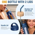 thumbnail image 2 of MUKOKO Glass Water Bottle, 32oz Sports Drinking Tumbler with Silicone Sleeve and Straw, 1 Cup 2 Lids, Blue, 2 of 6