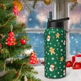 thumbnail image 2 of Christmas Greeen Gingerbread 32oz Sport Water Bottles with Flip Straw & Spout Lid, Xmas Snowman Stainless Steel Travel Cup, Winter Holiday Gifts for Women Men (1 PC), 2 of 6