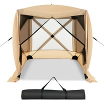 Costway 6.7 FT x 6.7 FT 4-Panel Pop up Camping Gazebo Quick-Set with 2 Sunshade Cloths Coffee