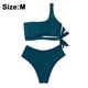 thumbnail image 2 of Traje de baño de dos piezas con lazo de Bikini de cintura alta y un hombro para mujer, traje de baño de bikini sexy de cintura alta para mujer, 2 of 8