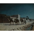 thumbnail image 2 of Jean Baptiste Paul Lazerges 18x15 Black Ornate Wood Framed Double Matted Museum Art Print Titled - Camel Train by Moonlight (1899), 2 of 5
