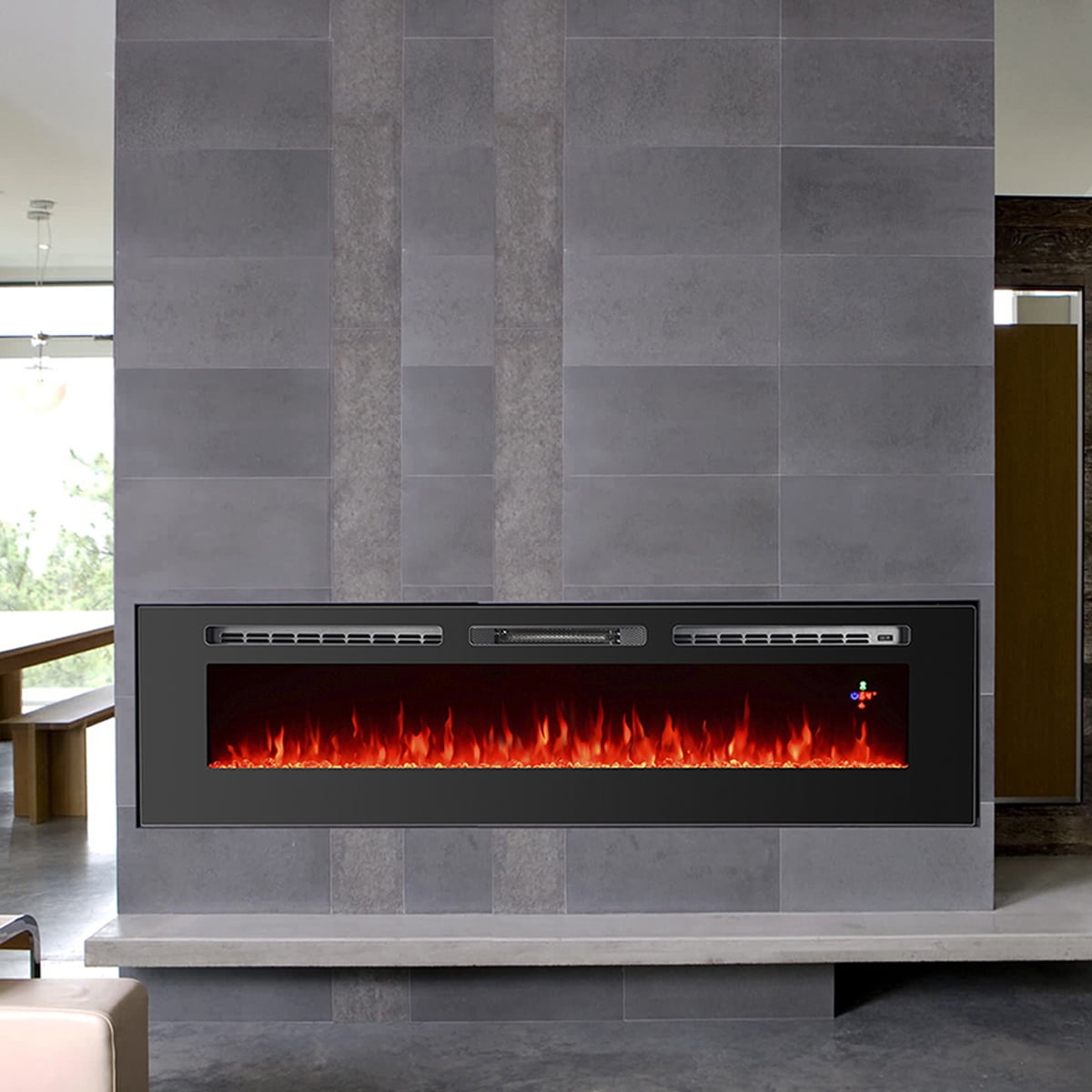 Barton 70 Inch Wide Electric Fireplace, 70 Inch Wall Mount Electric Fireplace
