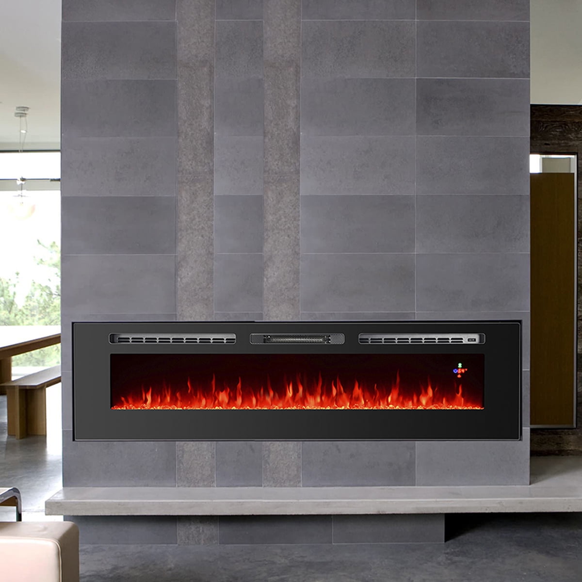 Barton 70" Inch Wide Electric Fireplace Wall Mounted / Insert Heater