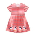 thumbnail image 2 of Penkiiy Toddler Girls Short Sleeve Casual Dress Summer Spring Cartoon Appliques Playwear Basic Shirt Jersey Dresses 3 Years Red, 2 of 6