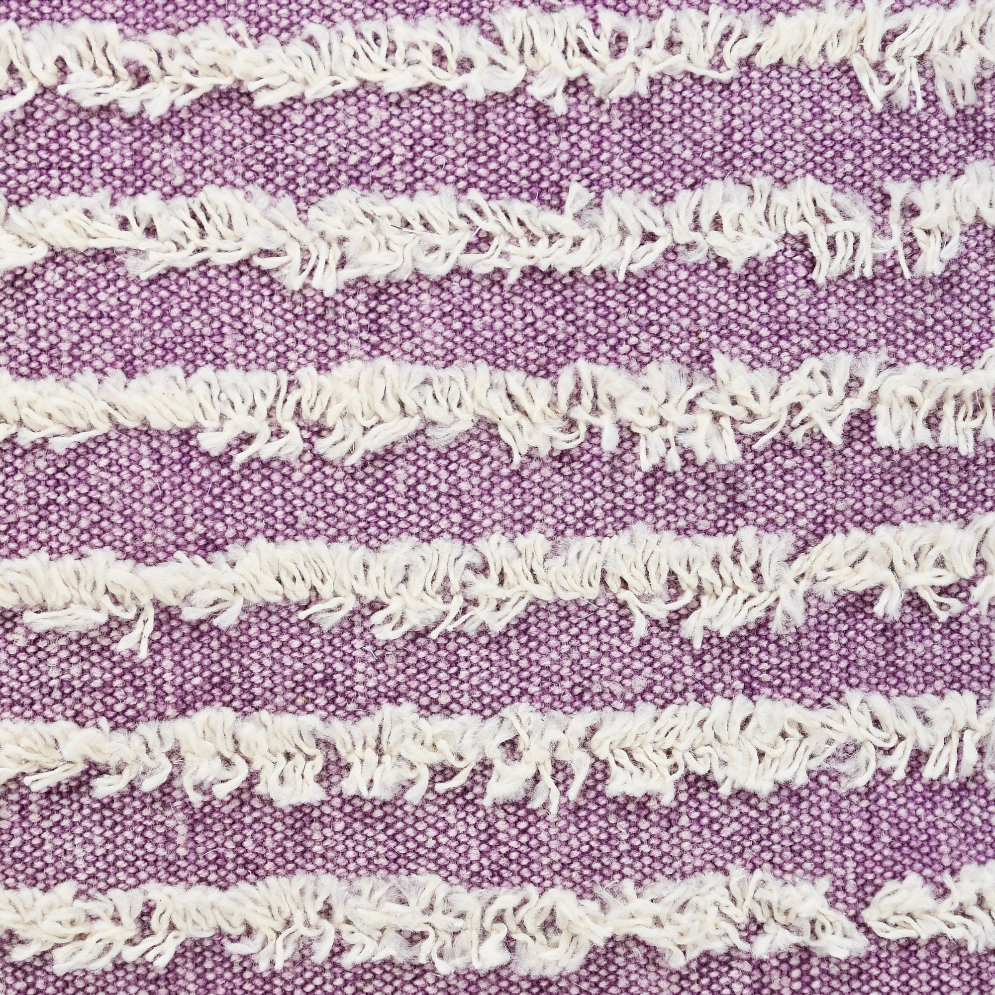 Laddha Home Designs Hand-Stitched Striped Cotton Throw Pillow Cover - 20" - Purple and White