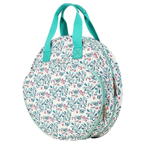 Embroidery Storage Bag Organizer Round Project Bag With Handle Multiple Pockets For Hoops Threads Tools Home Textile Storage