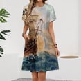 thumbnail image 2 of Hand Painting The Pirate Ship Dress Fashion Beach Short Sleeve Dresses Female Party Printed Sundress, 2 of 7