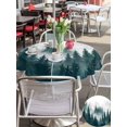 thumbnail image 5 of Outdoor Tablecloth with Umbrella Hole for Patio/Picnic/Party/Camping, Dark Green Pine Forest Waterproof Table Cloth Round Cover Washable, Misty Tree Clouds Nature (Dia 54"), 5 of 8