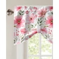 thumbnail image 3 of Tie Up Valance Curtain for Kitchen,Spring Watercolor Pink Flowers Leaves Rod Pocket Short Curtains Adjustable Tie-Up Shade Valances,Spring Botanical Window Treatment for Bathroom Bedroom, 3 of 7
