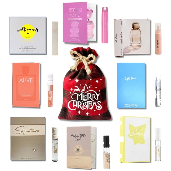 Conjunto de Muestras de Perfume Edición Limitada Infinite Scents para Mujeres (8 Frascos de Fragancias de Diseñador) con Bolsa de Regalo de Cuerda Navideña