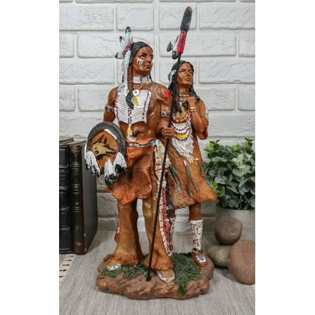 Ebros Hand Painted Eagle Warrior Couple Husband & Wife Family Figurine 12.5" H