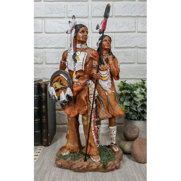 Ebros Hand Painted Eagle Warrior Couple Husband & Wife Family Figurine 12.5" H