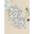 thumbnail image 4 of pengnight Kids Toddler Baby Boy Summer Short Clothes Set, 6 12 18 24 Months 2T 3T 4T Short Sleeve Animal Print Shirt and Shorts 2Pcs Outfits, 4 of 9